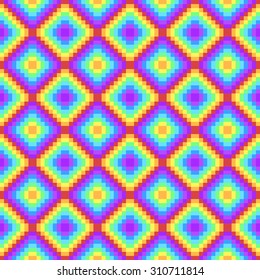Pixel art rainbow colored, psychedelic background