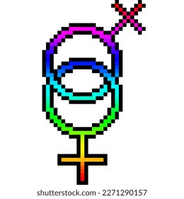 pixel art of rainbow gender symbol