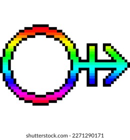 pixel art of rainbow gender symbol