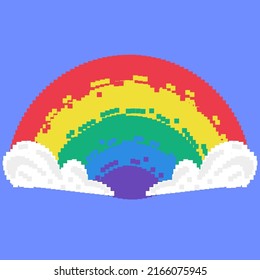 Pixel art rainbow, red, yellow, green, blue and purple, symbol of LGBT,Rainbow illustration