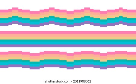 Pixel art of rainbow, vector illustration in 8-bit style. 
