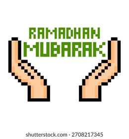 Pixel art Ramadhan Mubarak manos gesto