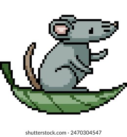 pixel arte de la rata montando hoja aislado fondo