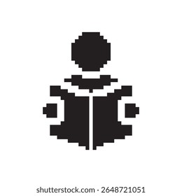 pixel art reading book icon, vector illustration on isolated background.