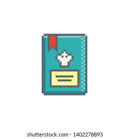 Pixel art recipe icon. Kitchen utensils vector sign for web, mobile design and 8 bit games.