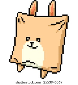 pixel art of rectangle rabbit pillow isolated background