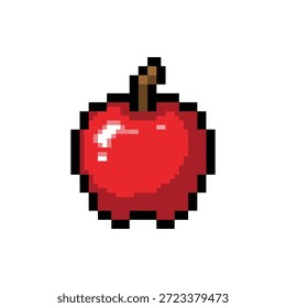 Pixel art sprite de manzana roja para iconos de recogida de salud