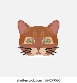 pixel art red cat on a white background