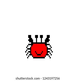 Pixel Art Red Crab Small Black Colour