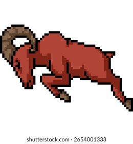 pixel art of red goat lunge jump isolated background
