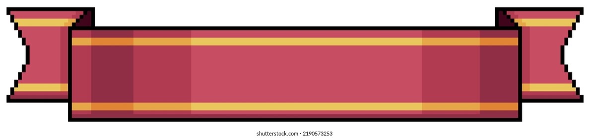 Pixel art red and gold stripe. Red tape vector icon for 8bit game on white background
