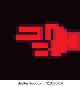 Pixel art red hand with two fingers, index and middle, pointing to the left
