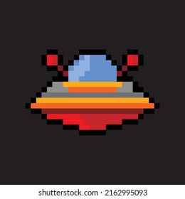 Pixel Art Red Orange Ufo Stock Vector (Royalty Free) 2162995093 ...