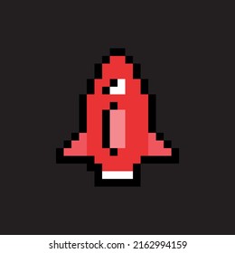Pixel art. red rocket isolated