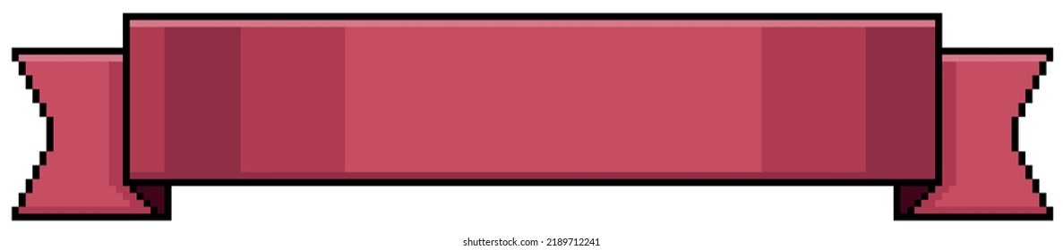 Pixel art red stripe. Red tape vector icon for 8bit game on white background