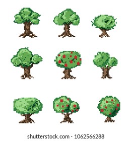 Pixel Art Rees Set8 Bit Tree Stock Vector (Royalty Free) 1062566288 ...