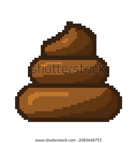 a pixel art representation of the Poo. dirty poo pixel art. suitable as a retro gaming asset. brown shit in pixel style