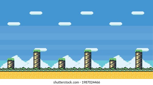 Pixel Art Retro Background for Games