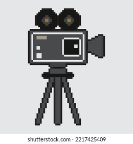 Pixel art. Retro camera video film ilustration