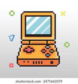 Pixel art retro gaming console vector illustrations