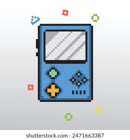 Pixel art retro gaming console vector illustrations