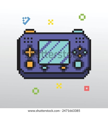 Pixel art retro gaming console vector illustrations