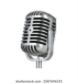 Pixel art of retro microphone.