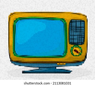 Pixel art retro tv vector icon 