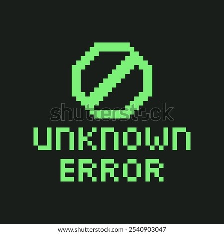 Pixel Art Retro Unknown Error Message Icon. Y2K computer user interface screen. 8-bit acid green design element. Prohibition symbol. Vintage game style pc virus. Vector illustration.