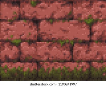Pixel Art - Retro Wall Parallax - Background Illustration - 8 Bit