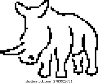 pixel art rhinoceros side view retro arcade animal character isolated on transparent background