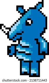 pixel art rhinoceros vector graphics. t-shirt print
