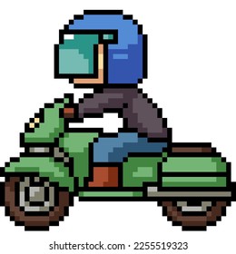 pixel art of rider motorcycle side