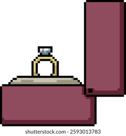 pixel art of ring box open isolated background