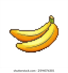 Pixel art of ripe banana isolated on white background. 