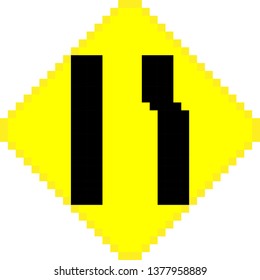 pixel art Road narrows on right side