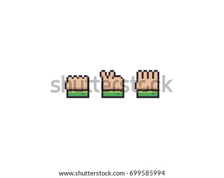 Pixel Art Rock Paper Scissors Arm Stock Vector (Royalty Free) 699585994