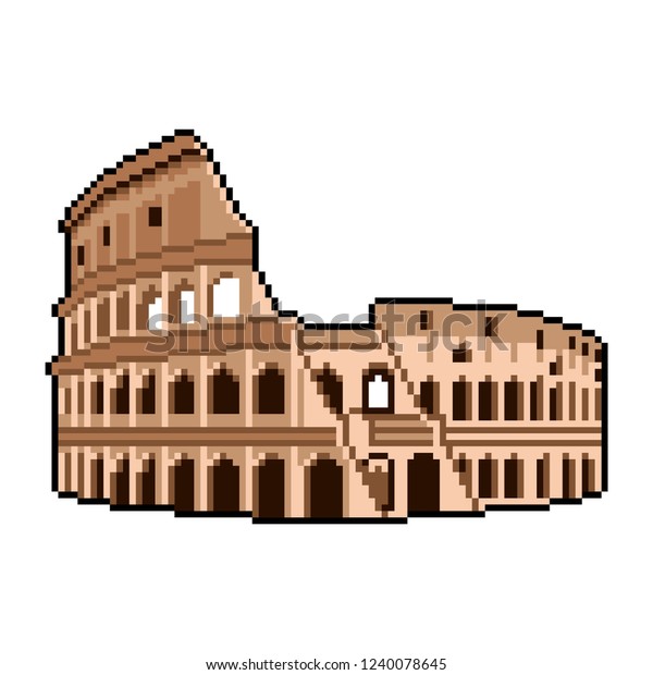 Pixel Art Roman Coliseum Wonders World Stock Vector (Royalty Free ...