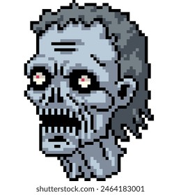 pixel art of rot zombie head isolated background