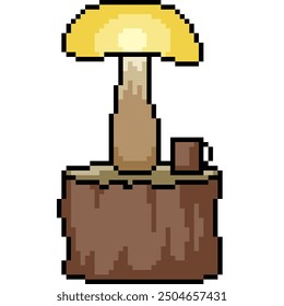 pixel art of round stump table isolated background