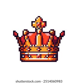 Pixel Art Royal Crown. Vector illustration design.