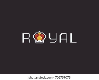 Pixel art royal text with king's hat icon