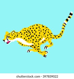 pixel art running cheetah 