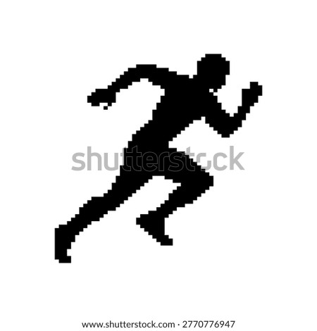 Pixel art running man silhouette