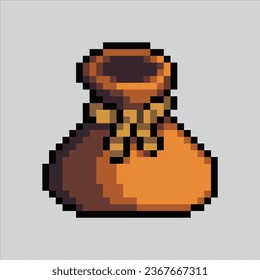 Pixel art Sack gold. Pixelated sack money. Reward sack coin gold and money
icons background pixelated for the pixel art game and icon for website and video game.
old school retro.