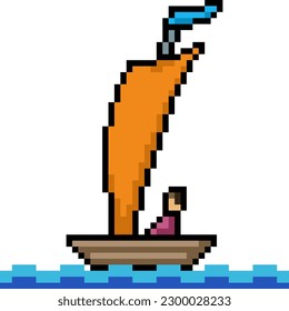 pixel art of sail boat travel