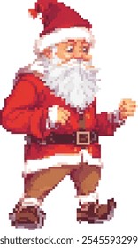 Pixel art Santa Claus character in red suit