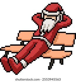 pixel art of santa claus nap isolated background