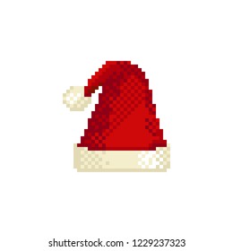 Pixel art Santa hat vector icon. Sign for web, mobile design and 8 bit games.
Vector illustration. Christmas, winter, holiday symbol.