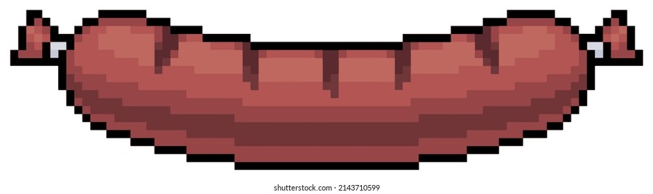 Icono de vector de salchicha de arte para juego de 8 bits en fondo blanco
